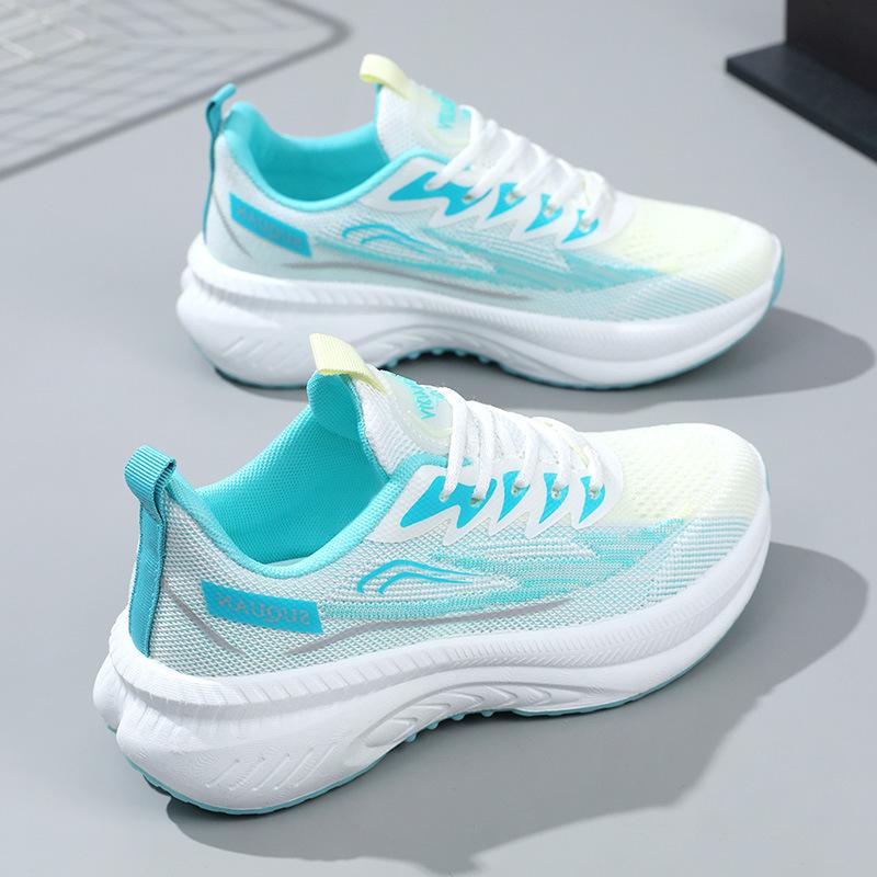 Spring New Thick-soled Fashionable Breathable and Lightweight Women's Shoes Outdoor Casual Trendy Fly-woven Sports Shoes Women
