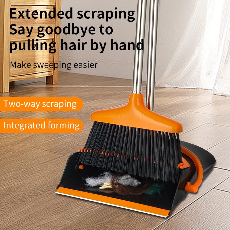 Семейный набор: вертикальная метла и совок с очень длинной ручкой для использования в помещении/на улице