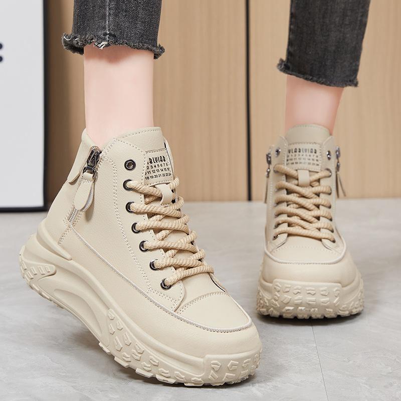 Обувь Женская повседневная обувь с высоким верхом Модная универсальная обувь на платформе Тренд Корейская версия женской обуви Удобные одинарные туфли