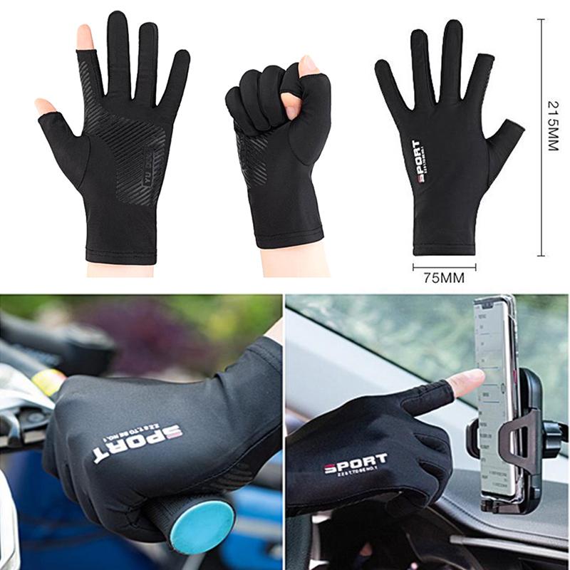 1 Pair Breathable Ice Silk Non-Slip Anti-Uv Outdoor Sports Rider Gloves
