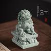 Chinese Green Sandstone & White Marble Lion Ornaments for Fish Tank Decoration