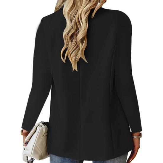 Осенний текстурный костюмный пиджак с лацканами, длинными рукавами и одной пуговицей, пиджак с накладными карманами, однотонная деловая верхняя одежда