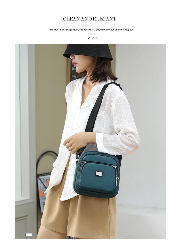 Trendy Nylon Multi-Layer Zipper Crossbody Bag - Simple, Lightweight, and Casual Solid Color Shoulder Bag