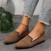 Fashion Colorblock Plus Size Flats Summer New Pointed Toe Shallow Mouth Knit Soft Sole Non-Slip Wear-Resistant Single Shoes