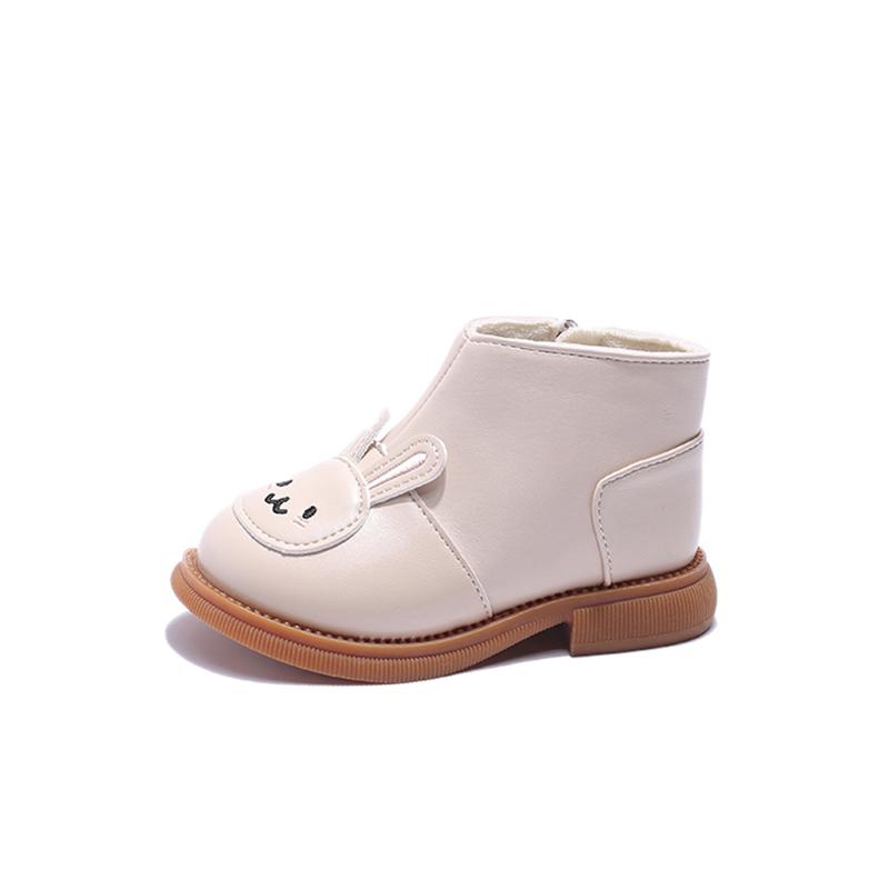 Детские зимние ботинки Милые мультяшные кролики Ботильоны для девочек Модные Теплые Плюшевые Детские Повседневные Короткие Хлопковые Ботинки Боковая Молния