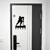 Hockey Defense Sport Key Hooks Holder Wall Mounted Hook Up Wall Art Home Decor - Metal Organizer for Keys and Accessories
