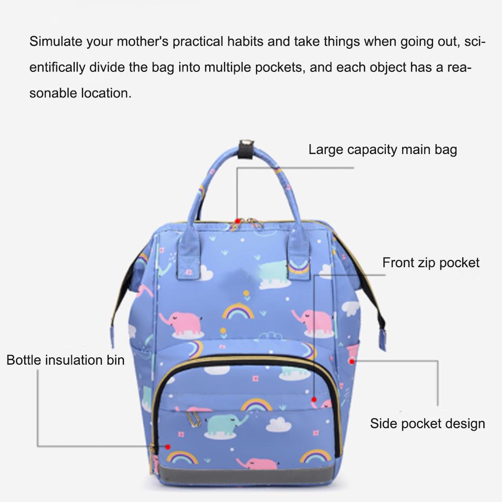 Mummy Backpack Cute Colorful Large Capacity Nursing Multi-pocket Storage Outdoor Camping Picnic Barbecue Handbag Pouch