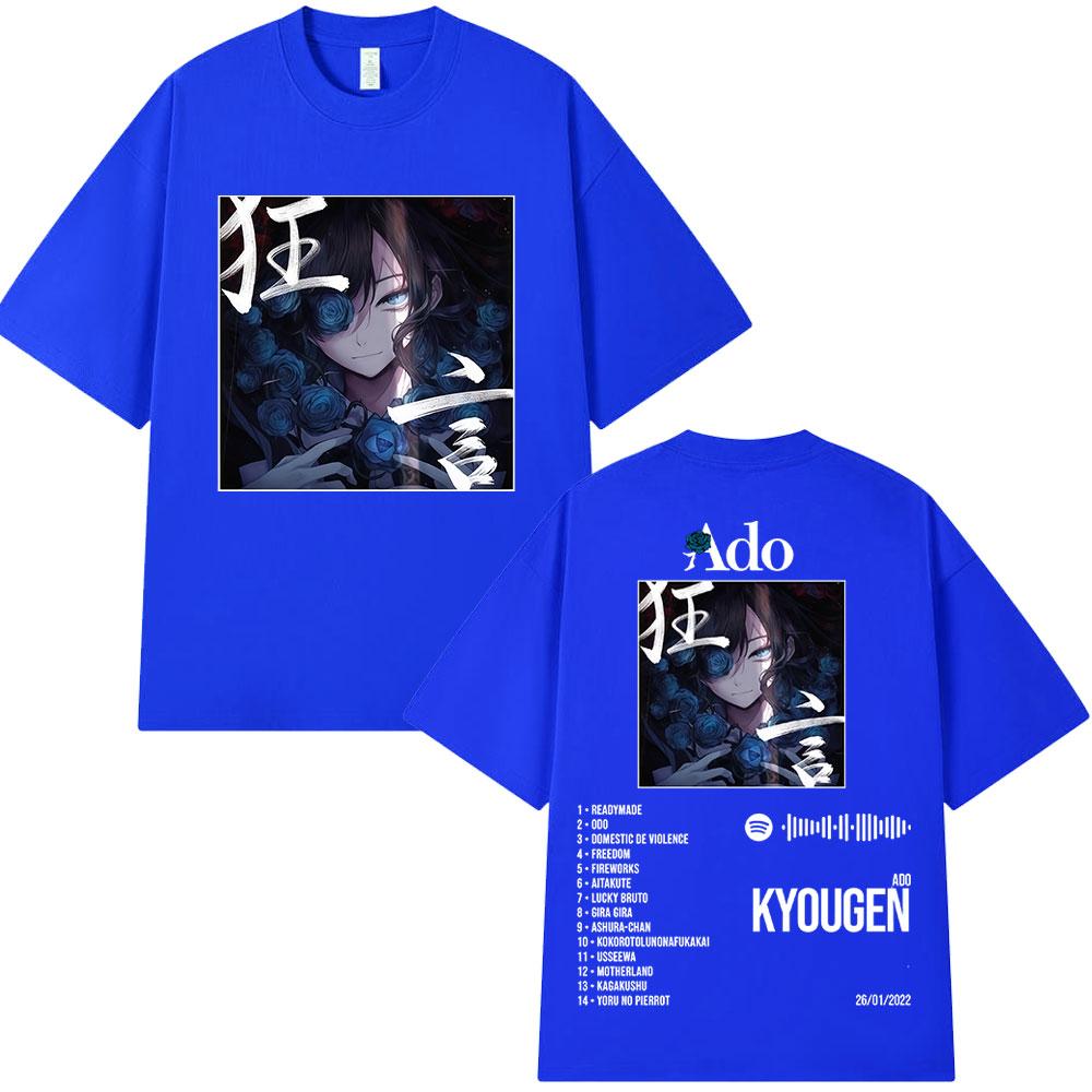 Ado World Tour 2025 Hibana Kyougen Футболка Мужская Женская Одежда Модная Футболка Хлопок Повседневная С Коротким Рукавом Оверсайз Футболки Топы