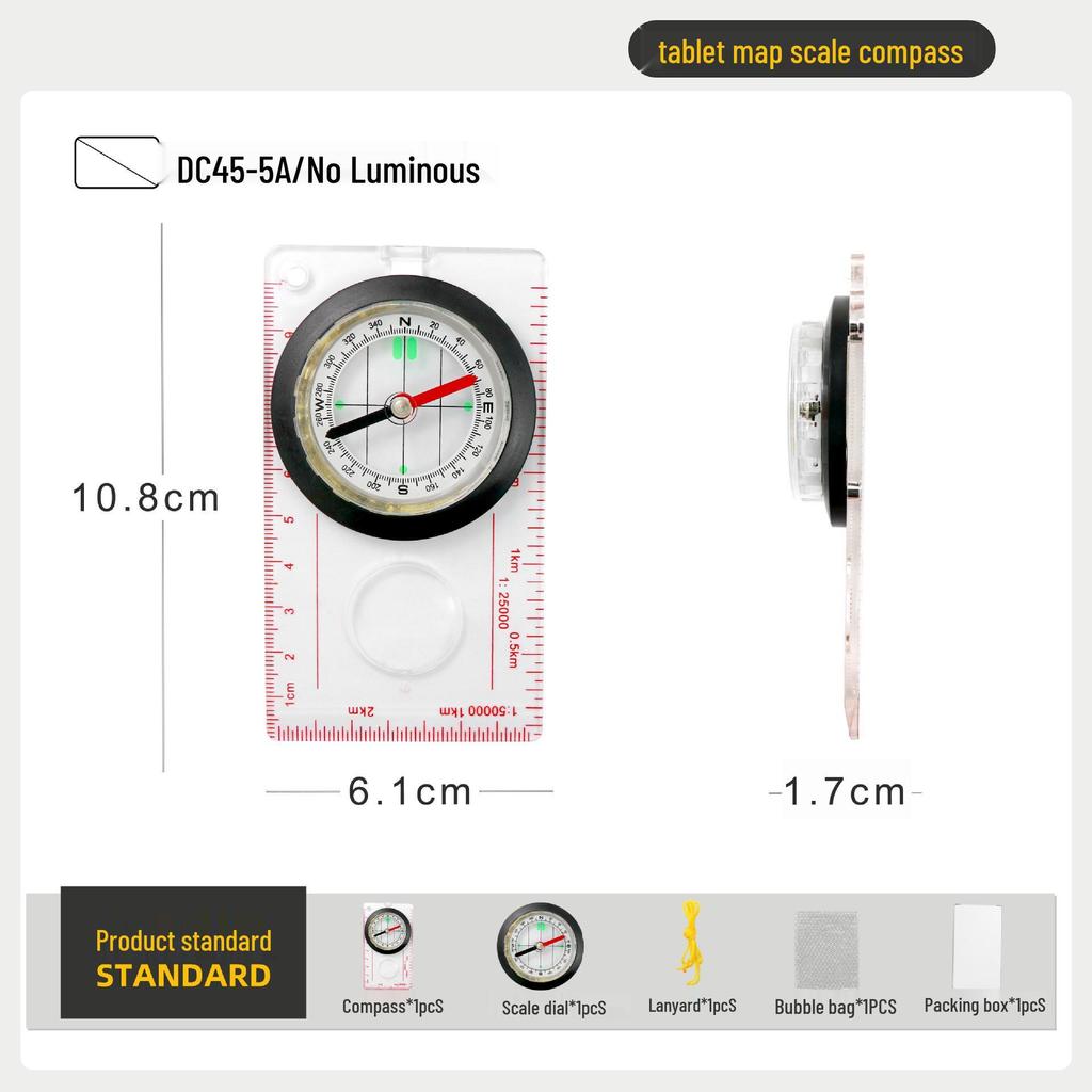 Outdoor Compass with Magnifying Glass and Ruler Scale for Students and Orienteering