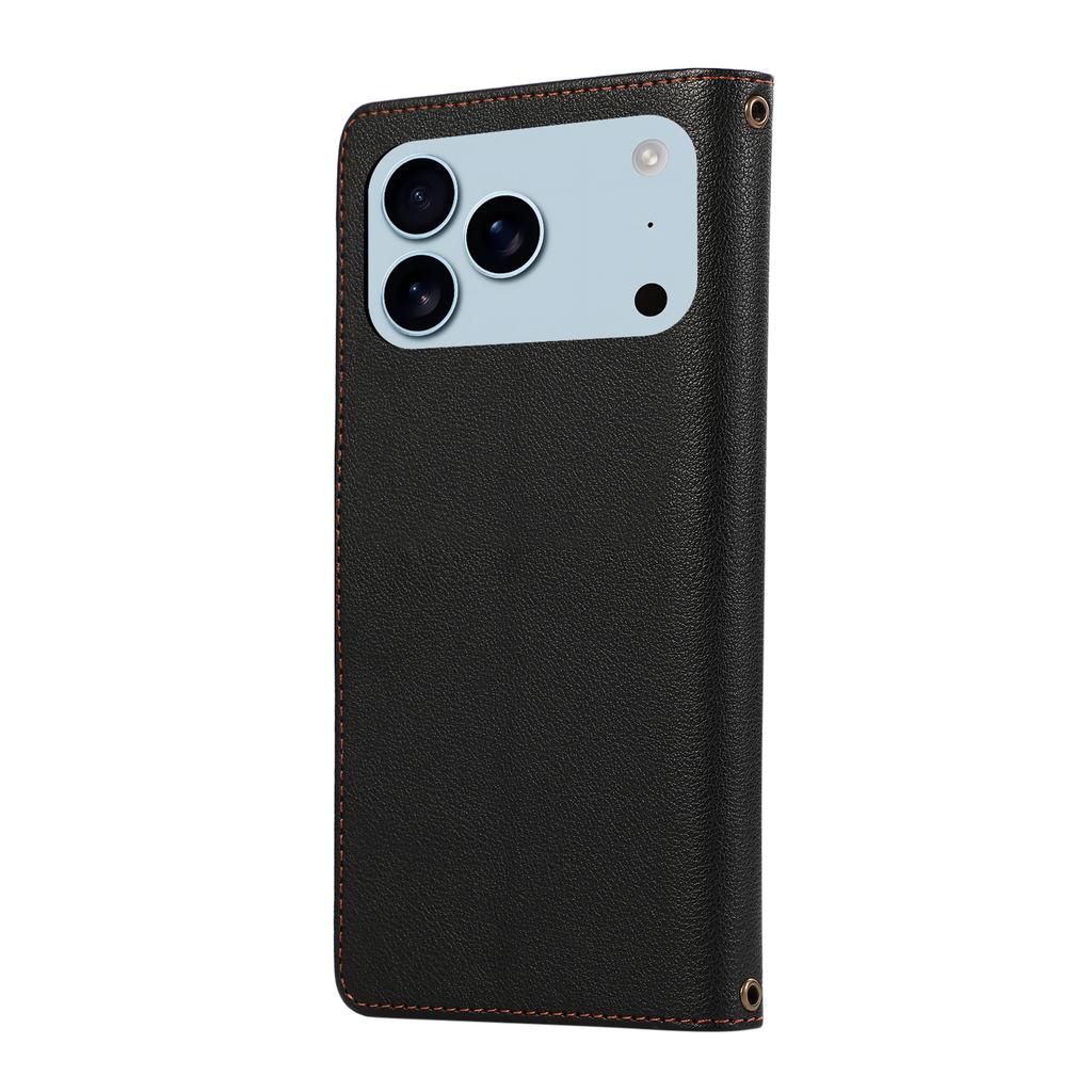 Чехол для iPhone 17 Pro с несколькими отделениями для карт, на молнии, кожаный чехол для телефона с ремешком на запястье