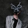 Halloween Cosplay White Deer Mask for Men Carnival Party Rave Masquerade Mask Anime Cosplay Props Mardi Gras Mask Antlers Decor