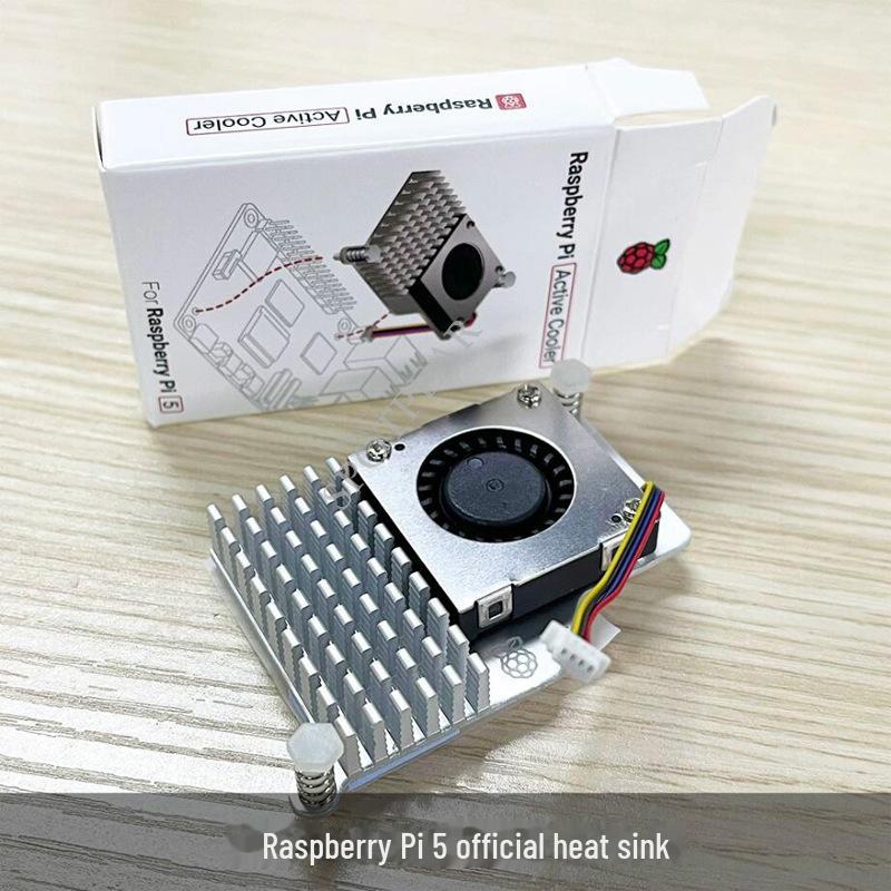 Алюминиевый радиатор с ребрами и охлаждающий вентилятор для Raspberry Pi 5-го поколения