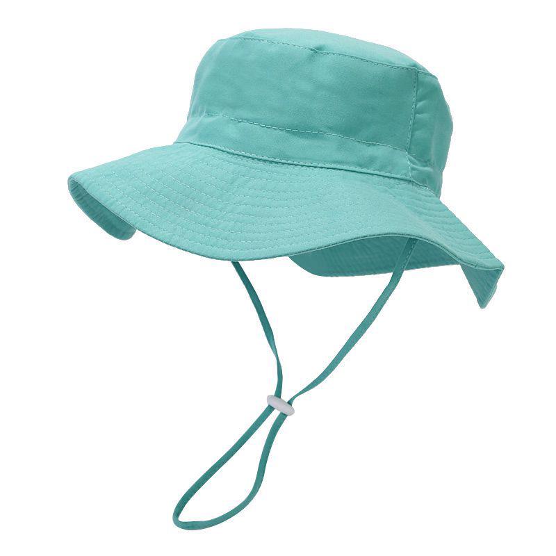 New Solid Color Kids' Bucket Hat with Windproof Rope: Breathable, Foldable, and Sun-Protective for Summer