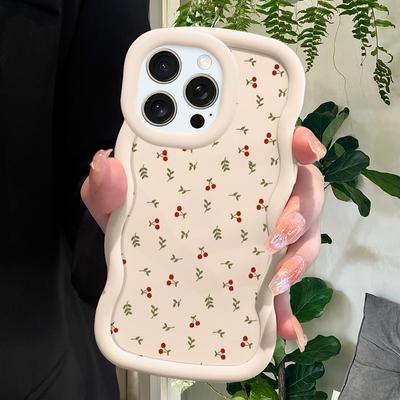 Чехол для телефона с милым узором вишни для iPhone 11 12 13 14 15 Pro Max 6 6S 7 8 Plus Xs Wave Edge, противоударный защитный резиновый чехол