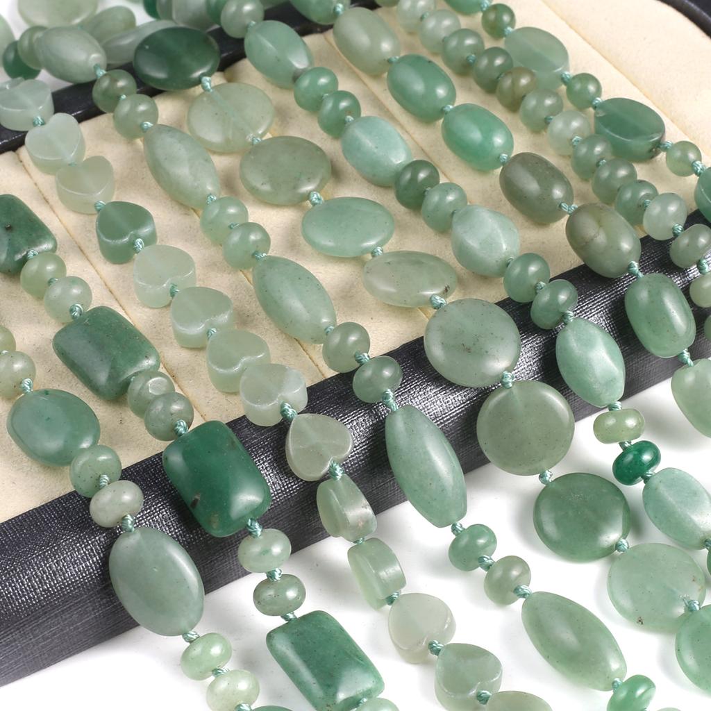 Women Necklace Natural Stone Green Aventurine Necklace Irregular Beads Charms For Birthday Gift Length 45 CM