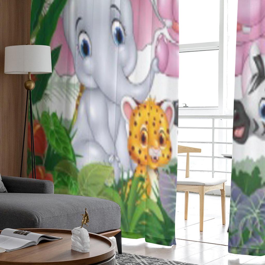 Мультяшные дикие животные в джунглях Прозрачные шторы для гостиной Прозрачная тюлевая оконная занавеска Спальня Кухня Вуаль Драпировки