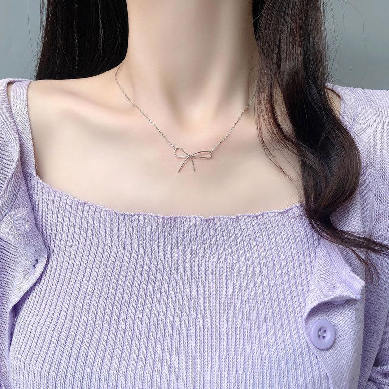 Элегантное ожерелье с подвеской в виде банта Женское ожерелье Женский нишевый дизайн