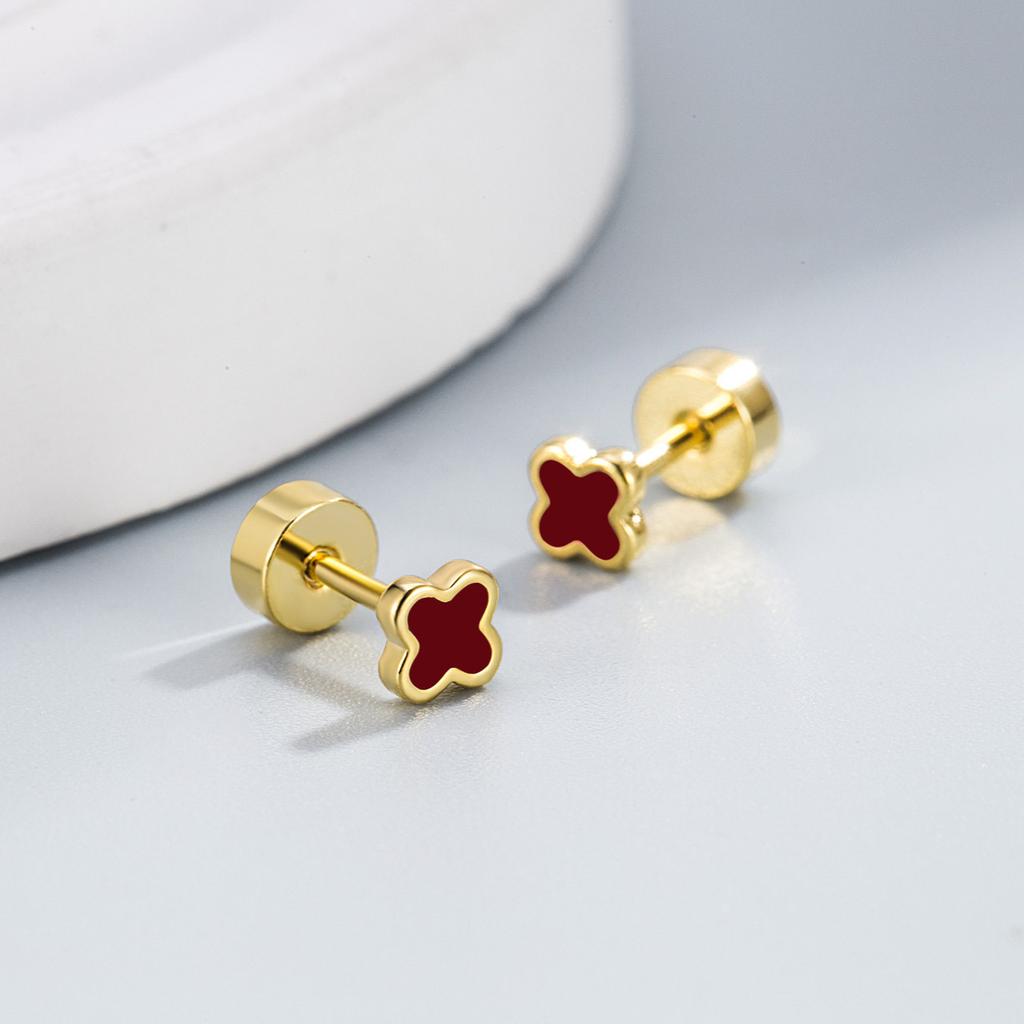 Высококлассное чувство моды Серьги с четырьмя листочками клевера Серьги Fine Tide Screw Cap Серьги для женщин