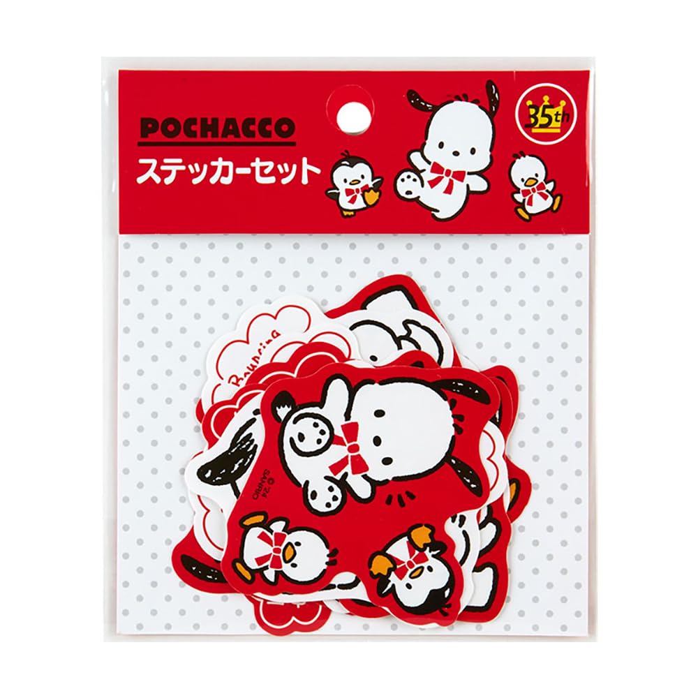 Sanrio Sanrio Pochacco Sticker Set 35th Anniversary Red Ribbon Design Seal Pochacco Pochacco Stationery Stationery Sticker 35th Anniversary Birthday