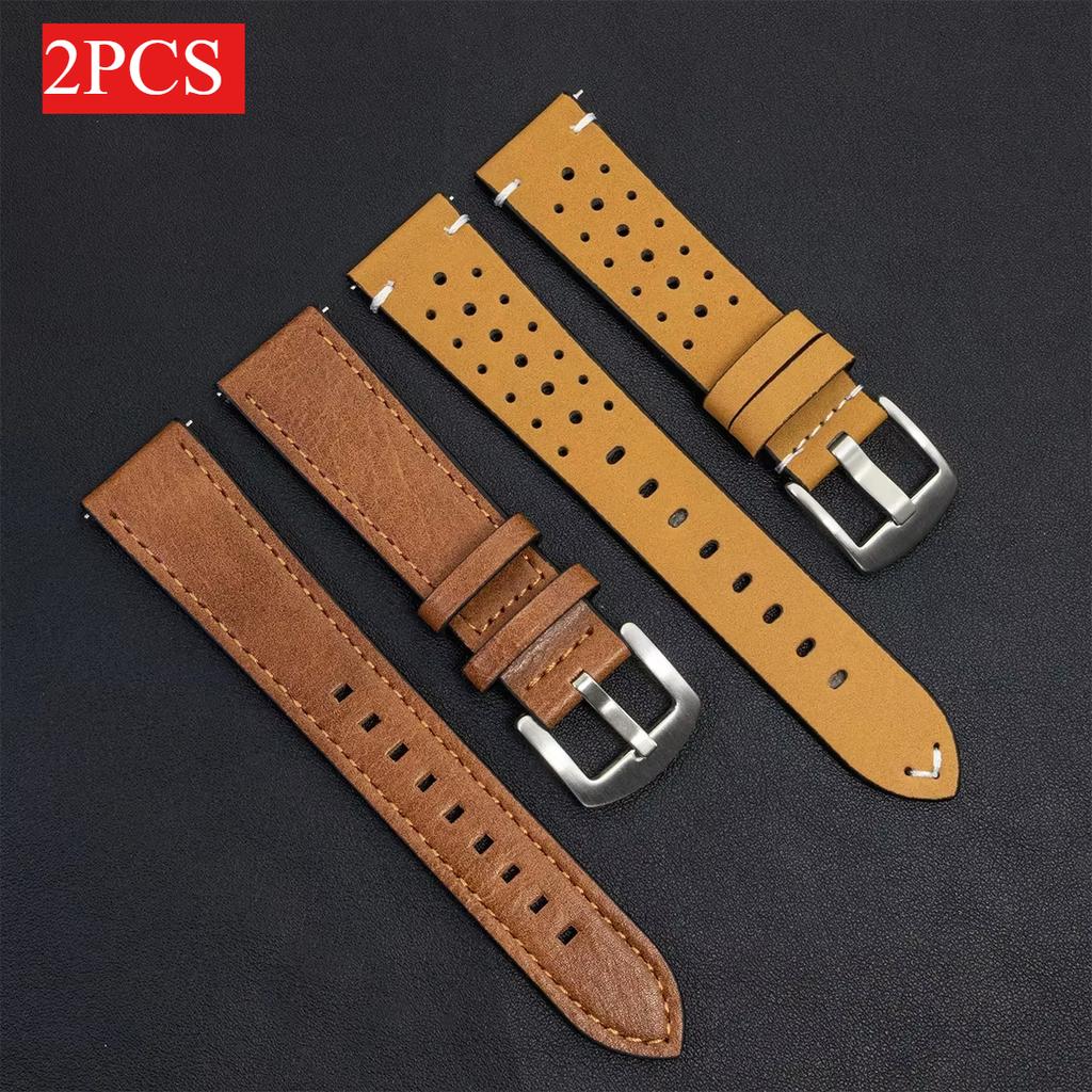 2 шт. 20 мм кожаный дышащий ремешок для Samsung Galaxy Watch 7 6 5 4 40/44 мм 6Classic 5Pro 22 мм ремешок для Huawei GT5 3 4Pro ремешок для часов