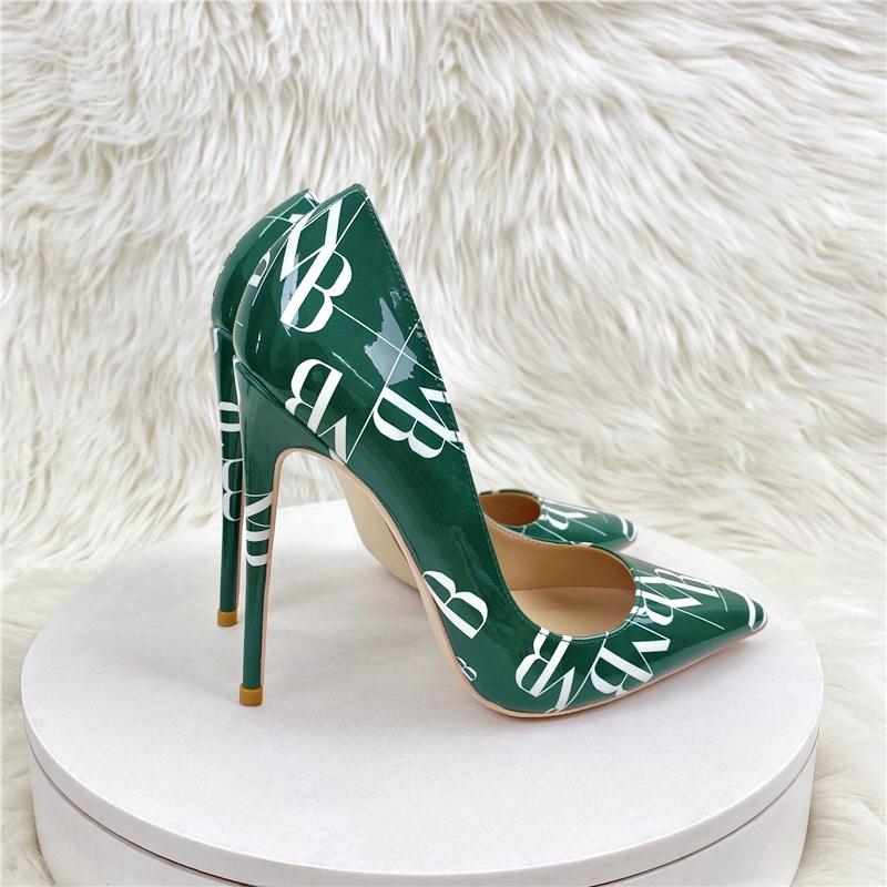 Модные женские туфли-одиночки из лакированной кожи с разноцветными буквами, туфли на высоком каблуке для вечеринок, туфли больших размеров для ночного клуба