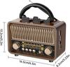 Retro Portable AM/FM/SW Radio with Rechargeable Battery, TF/AUX Playback & Antenna. Wireless for Home, or Emergency.