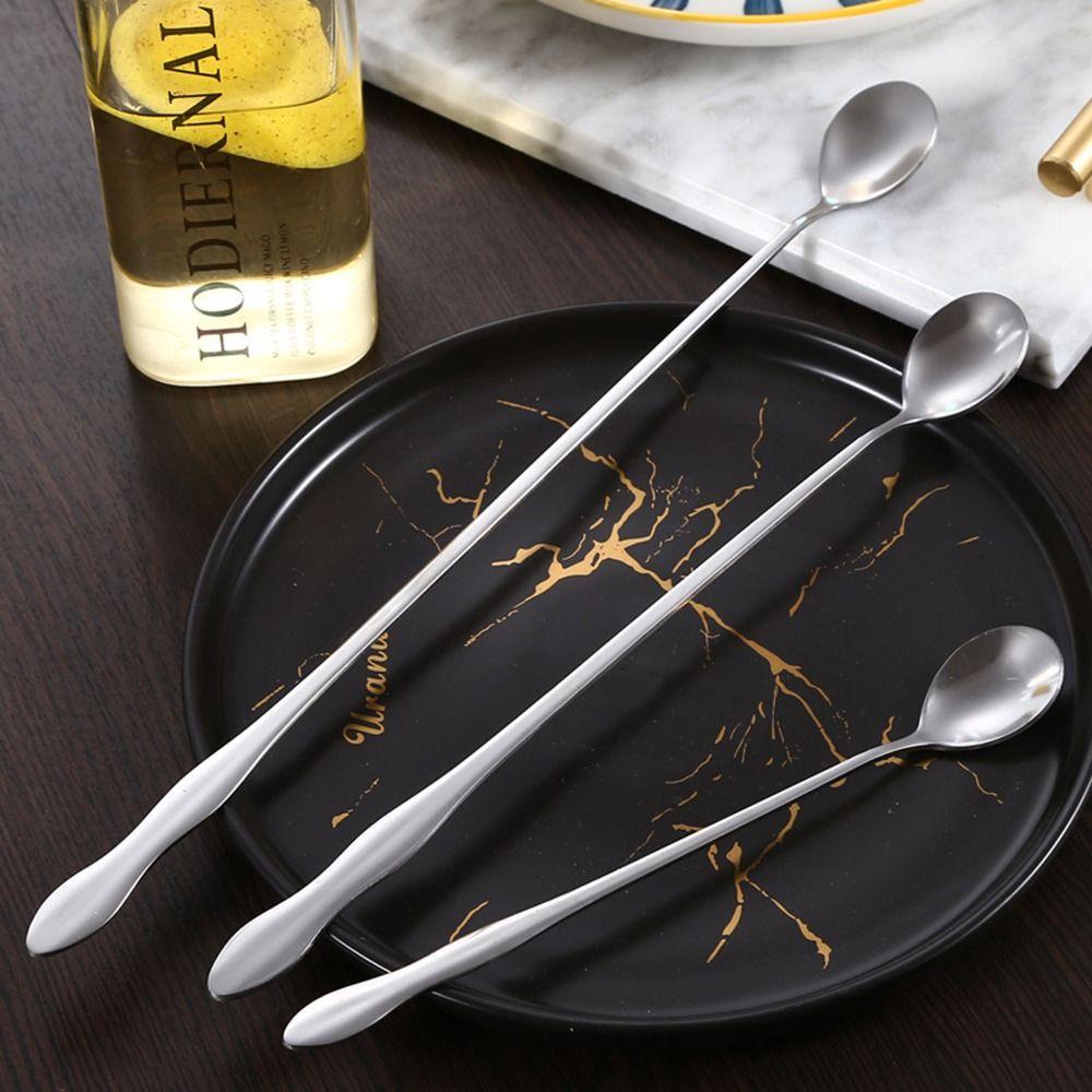 Steel Coffee Ice Cream Bartender Cocktail Stirring Tool Bar Spoon Mixing Stirrers Teaspoon