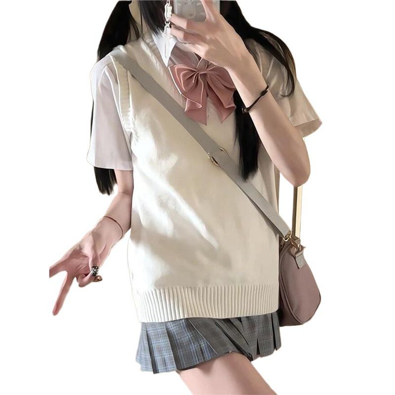 Women’s Grey Knit Vest - Japanese Academy Style School Uniform Top