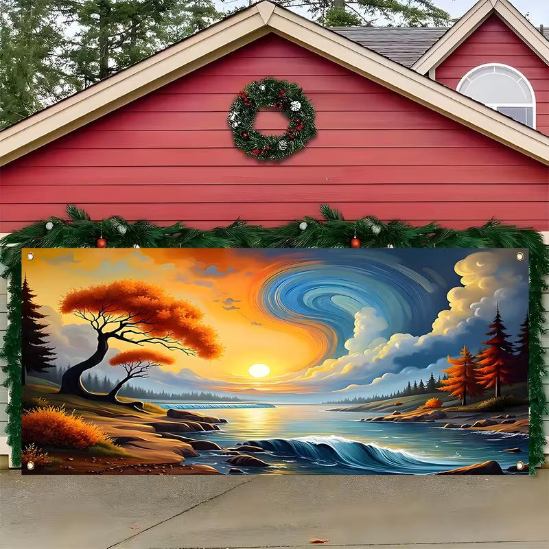 2D Dreamlike Fantasy Sunset Coast Photography Background