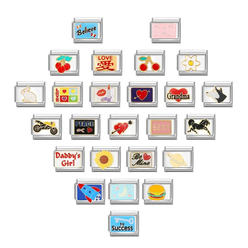 Модный бургер подсолнух ракетное сердце итальянские очаровательные звенья квадратные бусины подходят для 9 мм итальянского браслета из нержавеющей стали DIY изготовление подарков