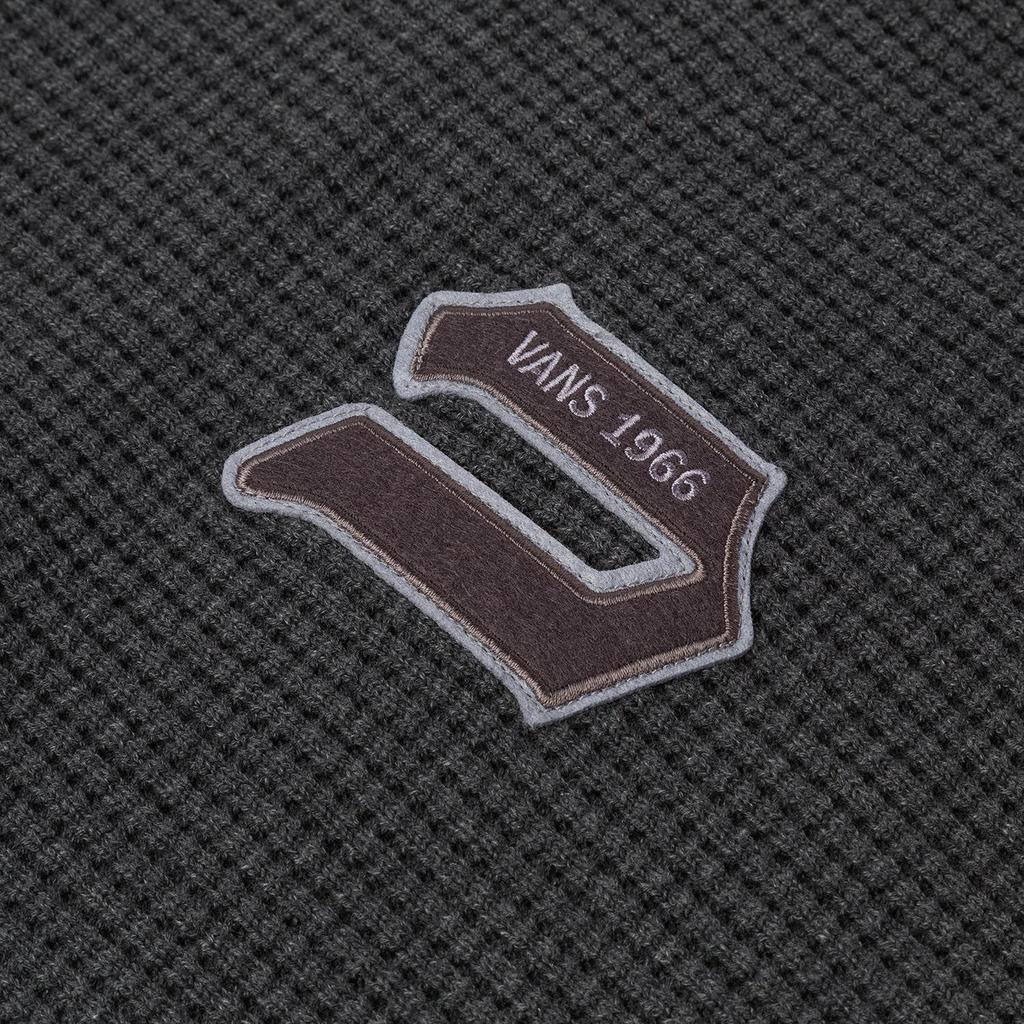 Vans Темно-серый с вафельной вязкой и вышивкой в стиле varsity, с круглым вырезом, свитшот VN000K7Z1O7