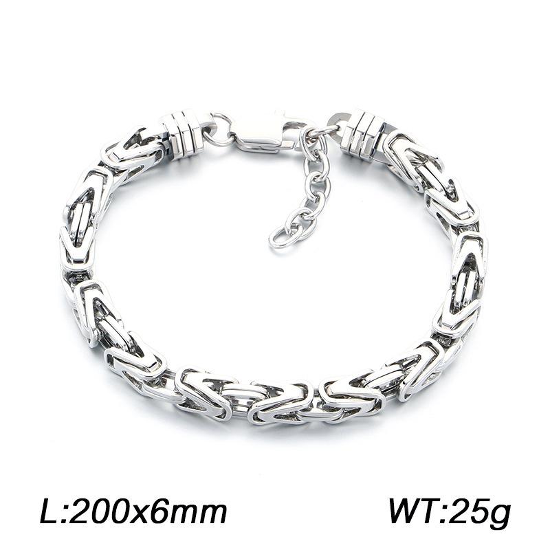 Stainless Steel 6mm Byzantine Emperor Chain Bracelet Trendy Vintage Style Unisex Adjustable Hand Ornaments Accessories