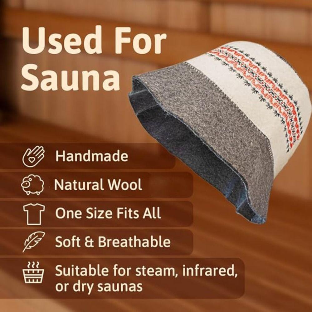 Embroidered Design Sauna Hat Heat Resistant Heat Resistant Cap Steam Room Hat Banya Use