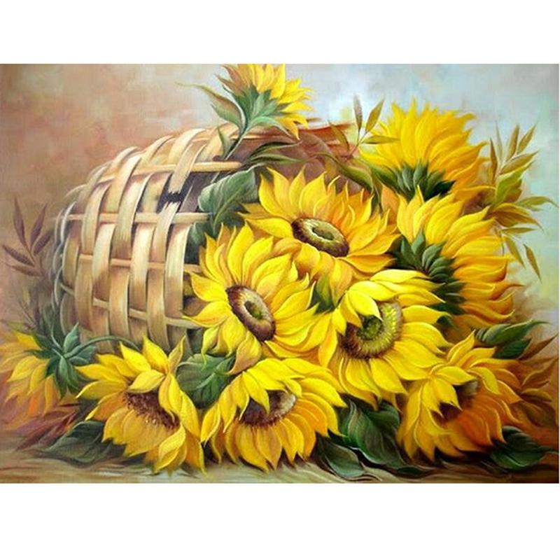 DIY Flower 5D Diamond Painting Full Round Drill Resin Diamond Embroidery Mosaic Cross Stitch Basket Wall Art Home Decor Gift