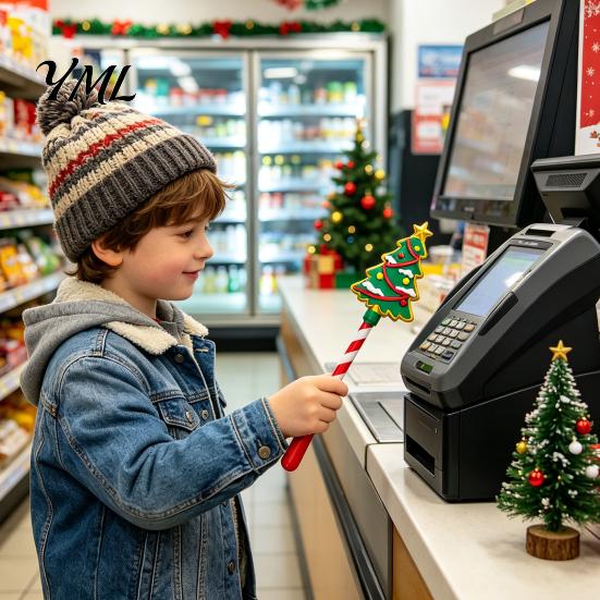 Durable PLA Wand 3D Printed Christmas Contactless Payment Wand, Tap to Pay Credit Card Holder Stick, Holiday Shopping Tool Fun Candy Cane Extension