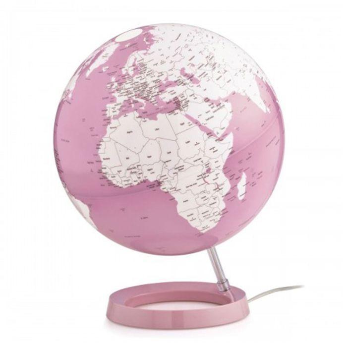 White and Coral Designer Illuminated Globe - ATMOSPHERE - Ø 30 Cm - PMMA and Polycarbonate - Indoor