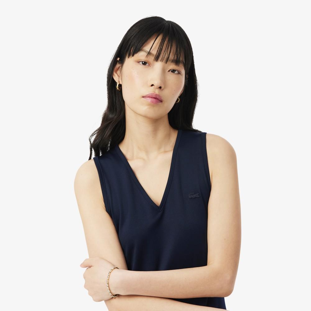 Lacoste Женское платье с V-образным вырезом без рукавов, плиссированное, EF8849-56G166