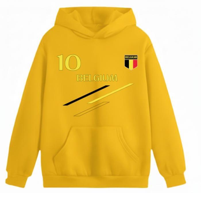 Sweat à capuche enfant - NPZ - Foot inspiré Belgique - Jaune - 60% coton/40% polyester - Poche kangourou