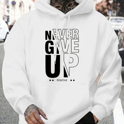 Премиальное худи Never Give Up, мягкое и приятное к коже, с регулируемым капюшоном на шнурке, универсальный повседневный стиль для ношения круглый год