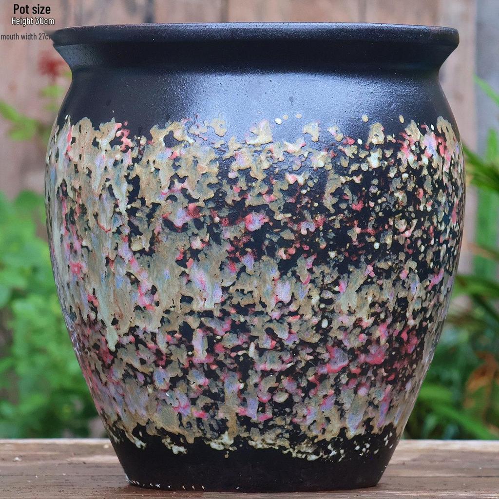 Vintage Tall Cylinder Ceramic Pottery for Succulents and Outdoor Plants