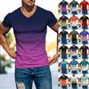 Mens T Shirts Casual Short Sleeve Shirts Gradient Neck Soft Loose Fit Graphic Tees Summer Tshirts For Men