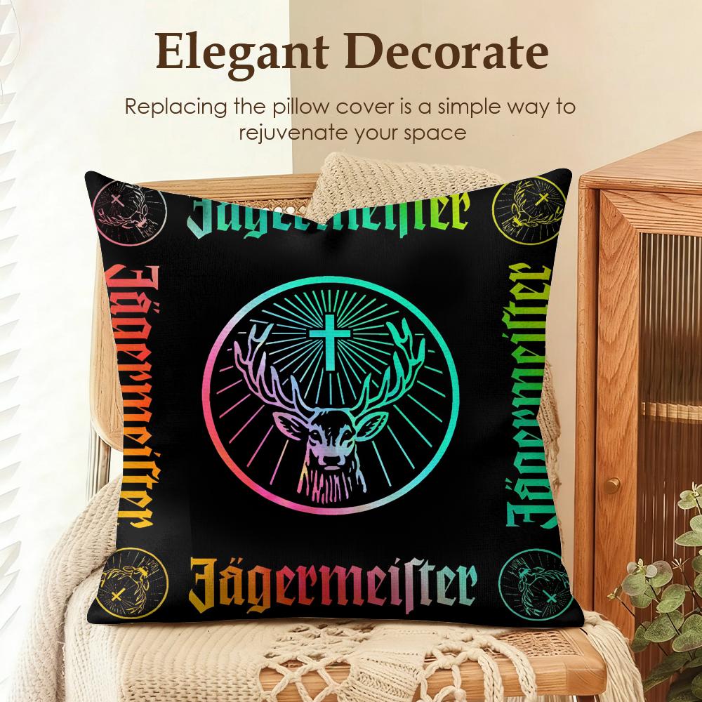 Fashion JJaegermeisterS Cushion Cover Natural Linen Organic Fabric DoubleSided Printing Sofa Home Decor Gift Pillow Case