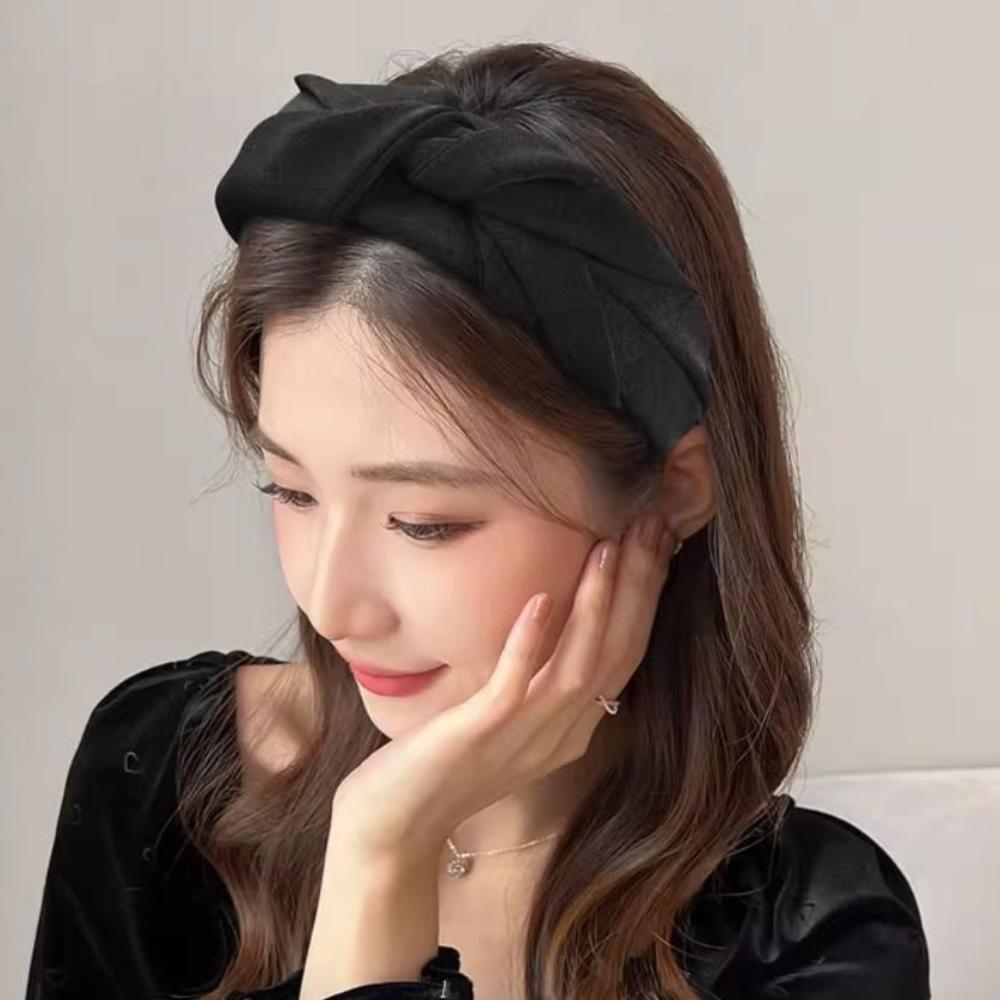 Sweet Bow Hair Claw Wide Side Braided Headband Fashion Hair Band Girls Accessories