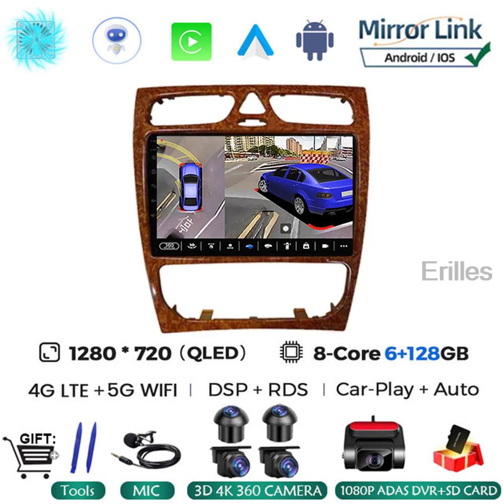 Автомобильное радио Android 14 для Mercedes Benz C Class W203 C200 C320 C350 CLK W209 2002 - 2005 Автомобильный стерео мультимедийный проигрыватель без DVD