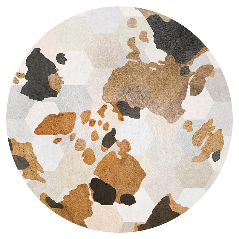 Faux Animal Skin Cowhide Zebra Leopard Print Round Floor Mat