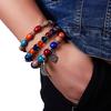 Bracelet With Colorful Gem Elephant Beaded Love Wings Boho 3PCS/Set Marbling Bangle High Elastic
