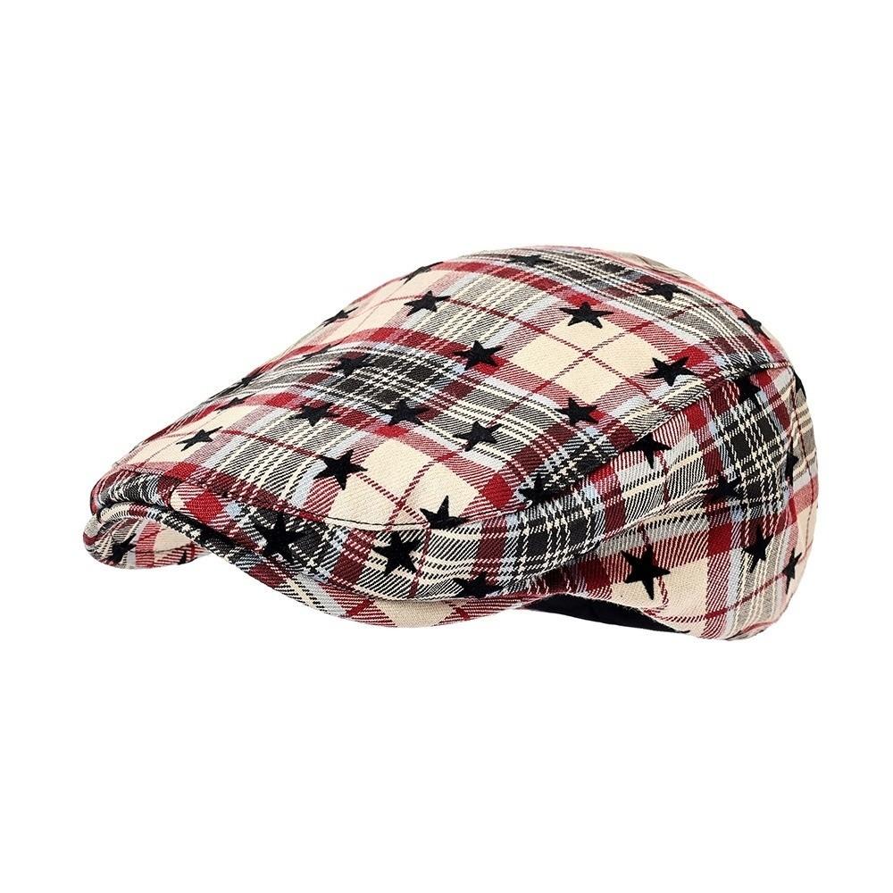Vintage Newsboy Cap Y2k Plaid Painter Cap Retro Women's Beret Streetwear