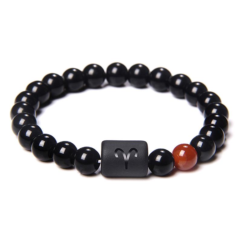Браслет из натурального камня с бусинами 12 созвездий, парный браслет для женщин и мужчин, высококачественный эластичный браслет из веревки, ювелирные изделия, подарки