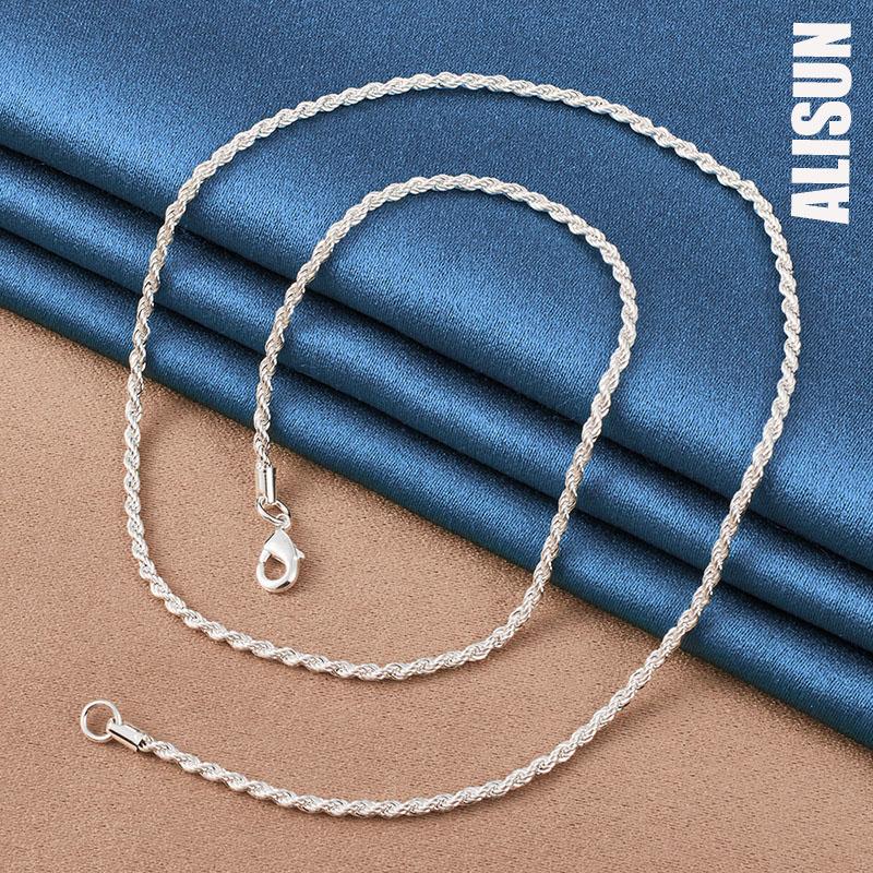 925 Sterling Silver 3mm Water Pattern Necklace Fashionable Wedding Jewelry