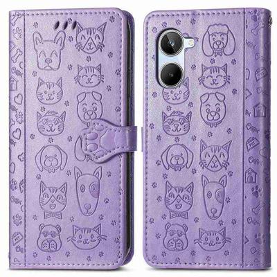 Кожаный чехол-книжка для Realme 14 Pro Plus 14T 14X C71 OPPO A5 A5X A6 Reno 13 13F 14F 5G Reno13 F Reno14 с рисунком Кошки и Собаки, Кошелек